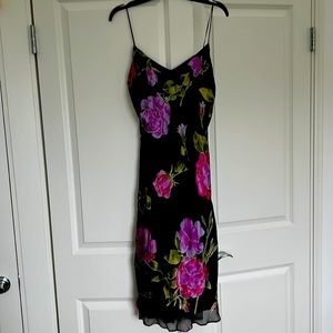 Betsy Johnson two layer shimmer flower slip dress